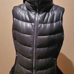 Leather puffer vest
